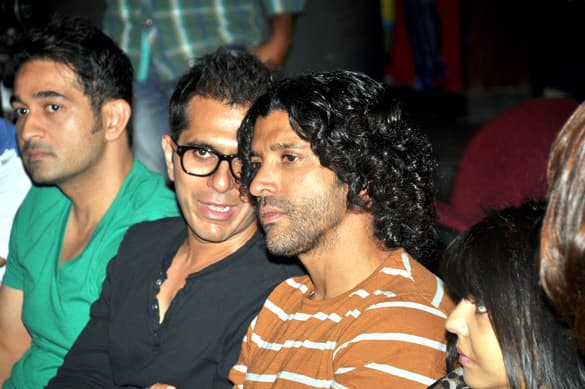 Ritesh Sidhwani, Farhan Akhtar at the Premiere of Ash Chandler's play at The Comedy Store 01